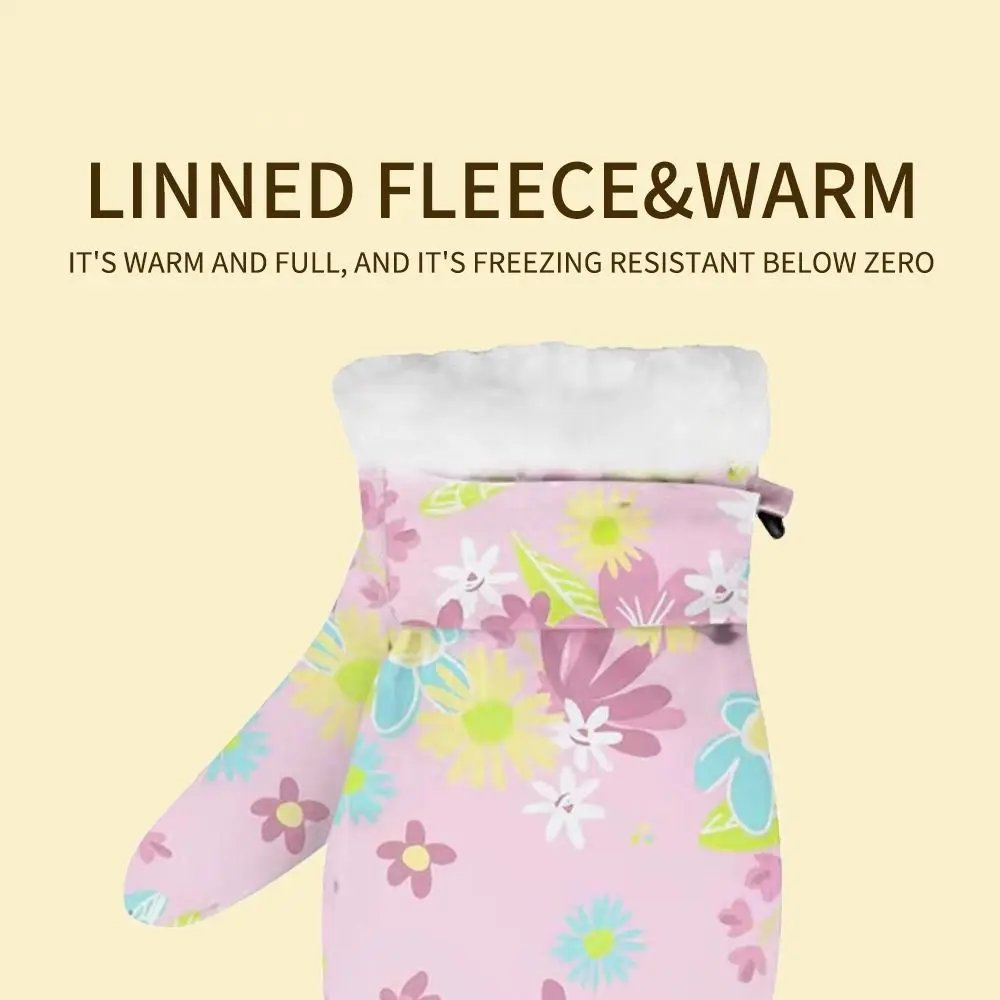 Cute Floral Waterproof Mittens Anti‑Lost Clip Fleece Lined Snow Mittens 2-6Years Winter Gloves Cute Floral Waterproof Mittens Anti‑Lost Clip Fleece Lined Snow Mittens 2-6Years Winter Gloves