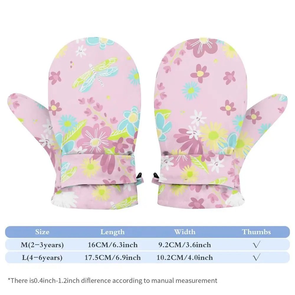 Cute Floral Waterproof Mittens Anti‑Lost Clip Fleece Lined Snow Mittens 2-6Years Winter Gloves Cute Floral Waterproof Mittens Anti‑Lost Clip Fleece Lined Snow Mittens 2-6Years Winter Gloves