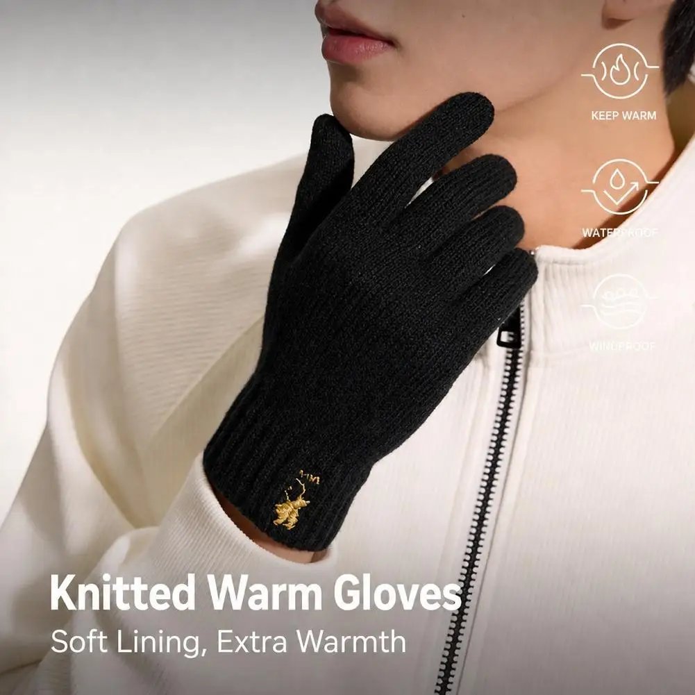 Winter Autumn Knitted Gloves Touch Screen High Quality Male Mitten Thicken Warm Wool Cashmere Solid Color Fleece Gloves