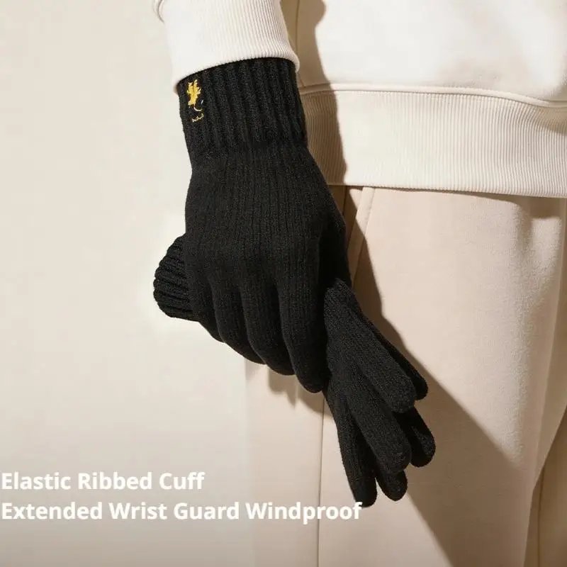 Winter Autumn Knitted Gloves Touch Screen High Quality Male Mitten Thicken Warm Wool Cashmere Solid Color Fleece Gloves