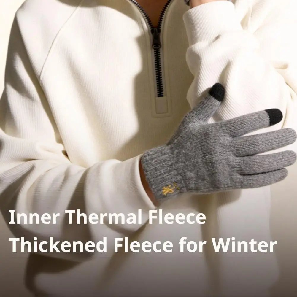 Winter Autumn Knitted Gloves Touch Screen High Quality Male Mitten Thicken Warm Wool Cashmere Solid Color Fleece Gloves