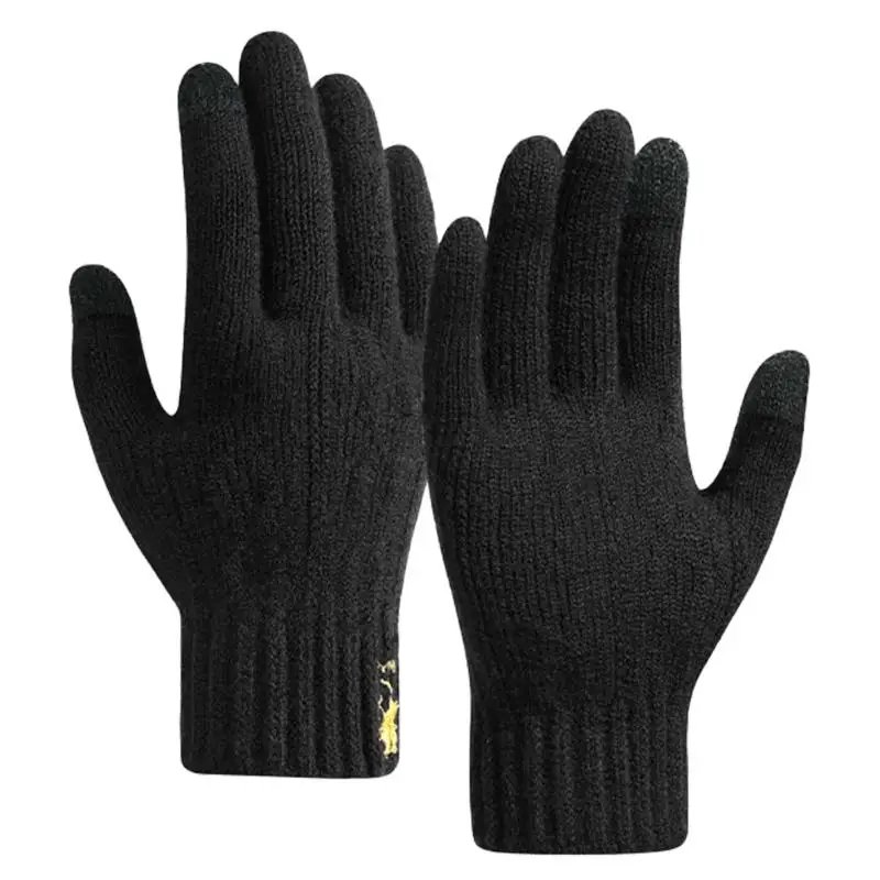 Winter Autumn Knitted Gloves Touch Screen High Quality Male Mitten Thicken Warm Wool Cashmere Solid Color Fleece Gloves