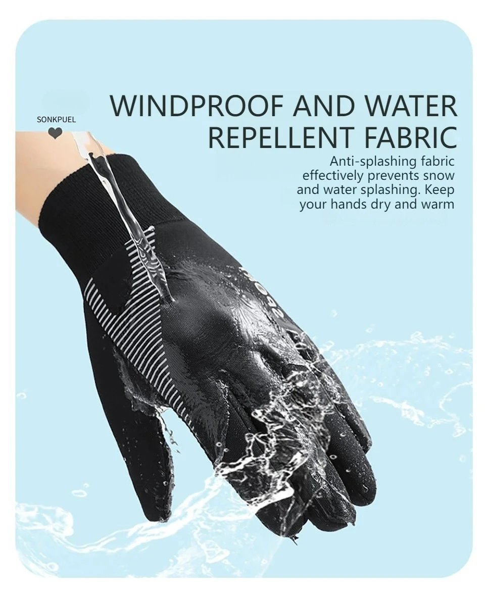 1 Pair Kids Winter Warm Sports Gloves - Cold Weather Water-Resistant Children Mittens Age 5-13 Years Boys Girls