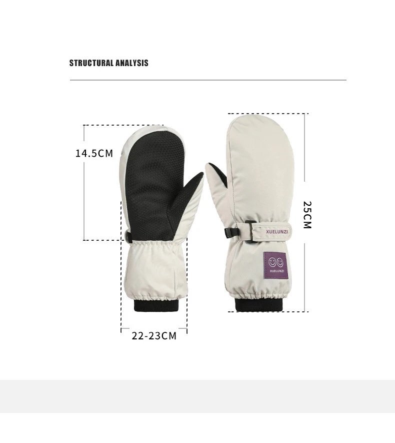 Kids Ski Mittens Waterproof Winter Snow Mittens Long Cuff Boys Girls Warm Snowboarding Gloves for Ages 6-12T