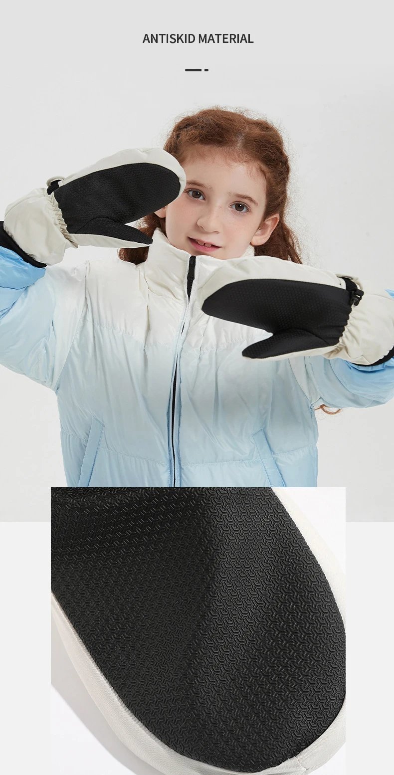 Kids Ski Mittens Waterproof Winter Snow Mittens Long Cuff Boys Girls Warm Snowboarding Gloves for Ages 6-12T