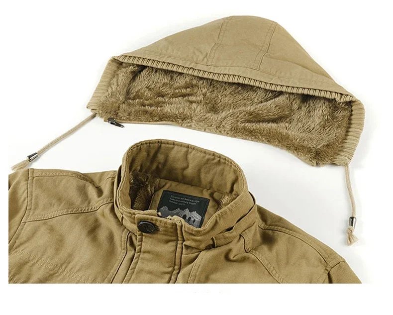 Winter Fleece Thickening Removable Hat Man Jackets New Leisure Fashion Coats Outdoors Solid Color Keep Warm Cotton Clothes