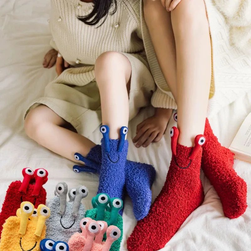 Women's Winter Warm Plush Socks Funny 3D Eyes Monster Cartoon Socks Coral Velvet Non-slip Floor Socks Kawaii Sleeping Socks Gift Women's Winter Warm Plush Socks Funny 3D Eyes Monster Cartoon Socks Coral Velvet Non-slip Floor Socks Kawaii Sleeping Socks Gift