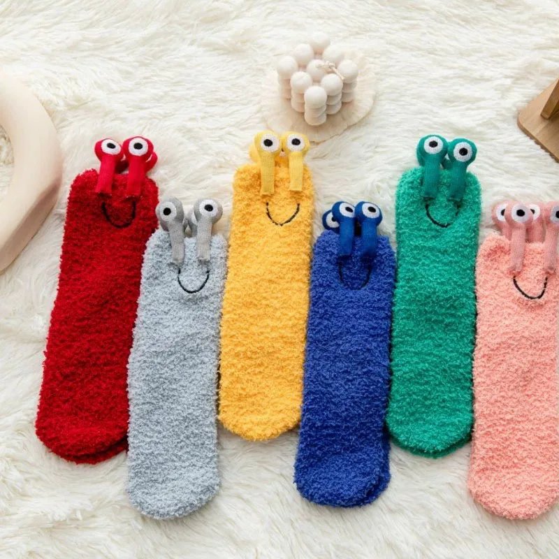 Women's Winter Warm Plush Socks Funny 3D Eyes Monster Cartoon Socks Coral Velvet Non-slip Floor Socks Kawaii Sleeping Socks Gift Women's Winter Warm Plush Socks Funny 3D Eyes Monster Cartoon Socks Coral Velvet Non-slip Floor Socks Kawaii Sleeping Socks Gift