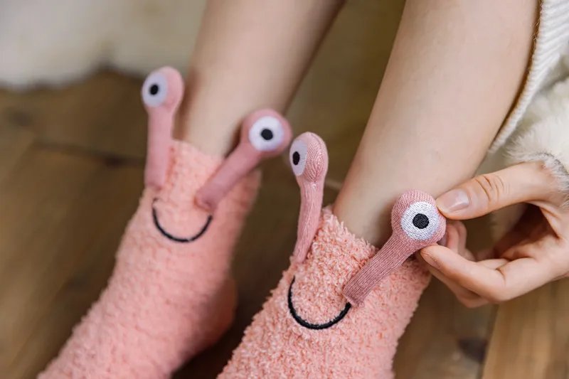 Women's Winter Warm Plush Socks Funny 3D Eyes Monster Cartoon Socks Coral Velvet Non-slip Floor Socks Kawaii Sleeping Socks Gift Women's Winter Warm Plush Socks Funny 3D Eyes Monster Cartoon Socks Coral Velvet Non-slip Floor Socks Kawaii Sleeping Socks Gift