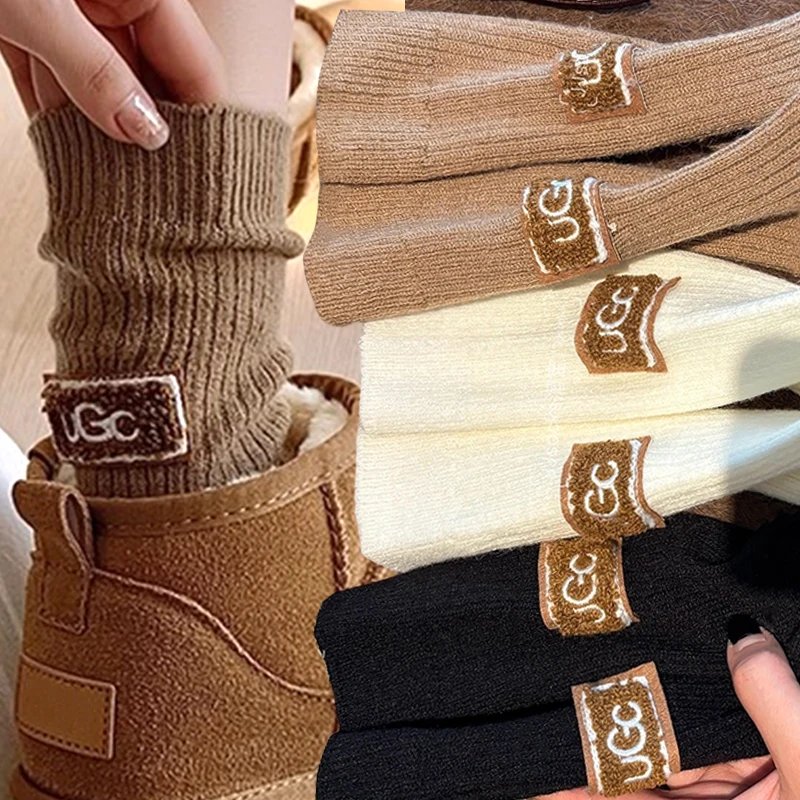 1/3/5pairs Women's Fashion Socks Ins Mid-Tube Sock Warm Knitted Snow Boot Sock Heel Furry Label Winter Thickened Mid-Calf Socks 1/3/5pairs Women's Fashion Socks Ins Mid-Tube Sock Warm Knitted Snow Boot Sock Heel Furry Label Winter Thickened Mid-Calf Socks