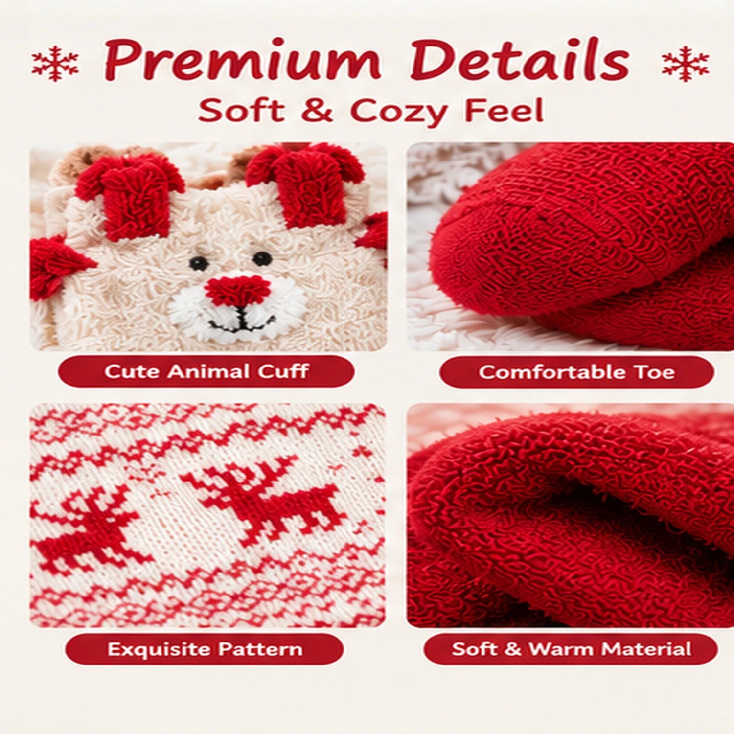 3/6/9/12 Pairs Christmas Socks Women Cute Reindeer Snowflake Winter Warm Cozy Socks Christmas Holiday Gift Stocking Stuffers.