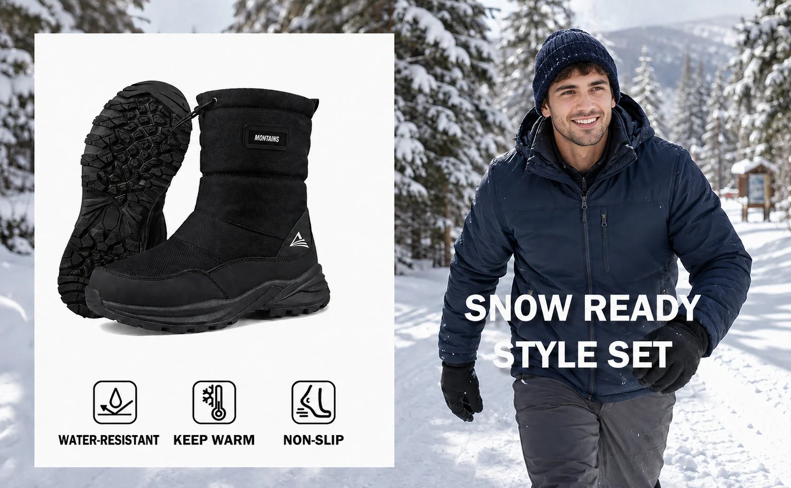 Men's Winter Waterproof Insulated Shell Warm Inner Comfortable Outdoor Snow Boots Men's Winter Waterproof Insulated Shell Warm Inner Comfortable Outdoor Snow Boots