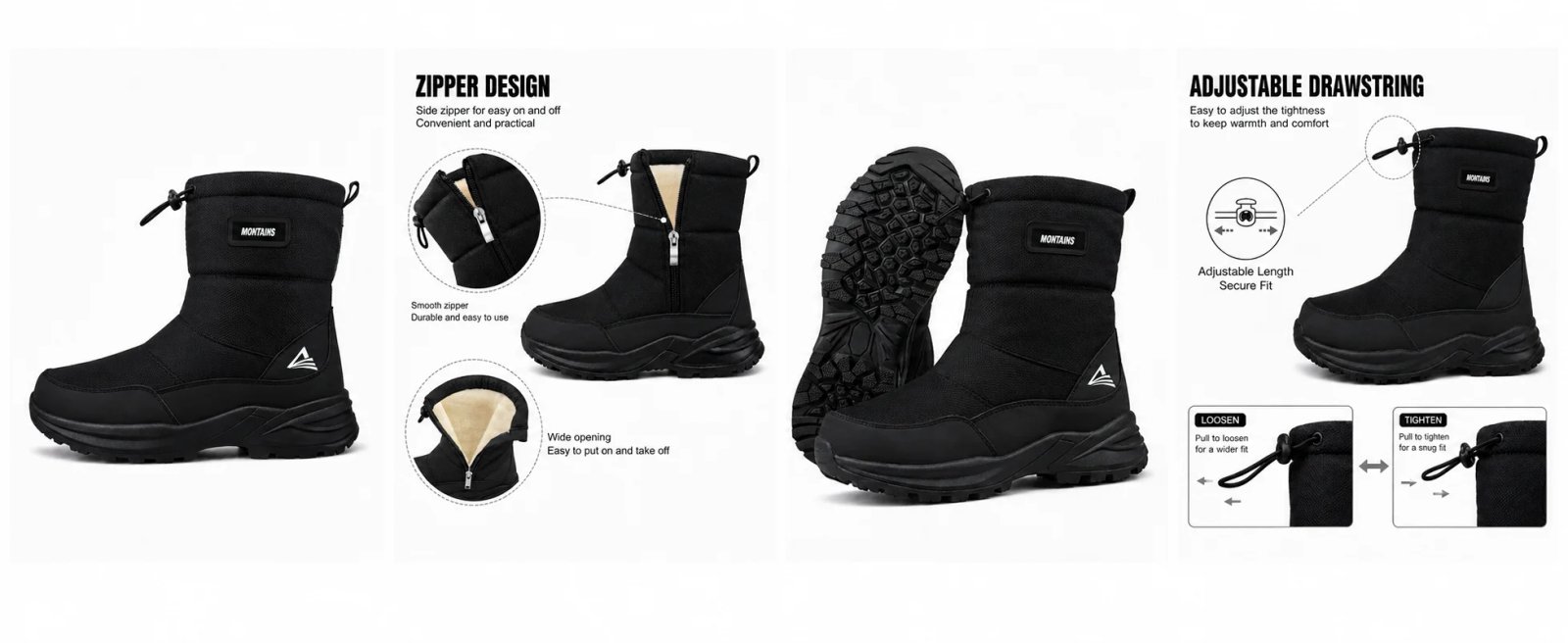Men's Winter Waterproof Insulated Shell Warm Inner Comfortable Outdoor Snow Boots Men's Winter Waterproof Insulated Shell Warm Inner Comfortable Outdoor Snow Boots