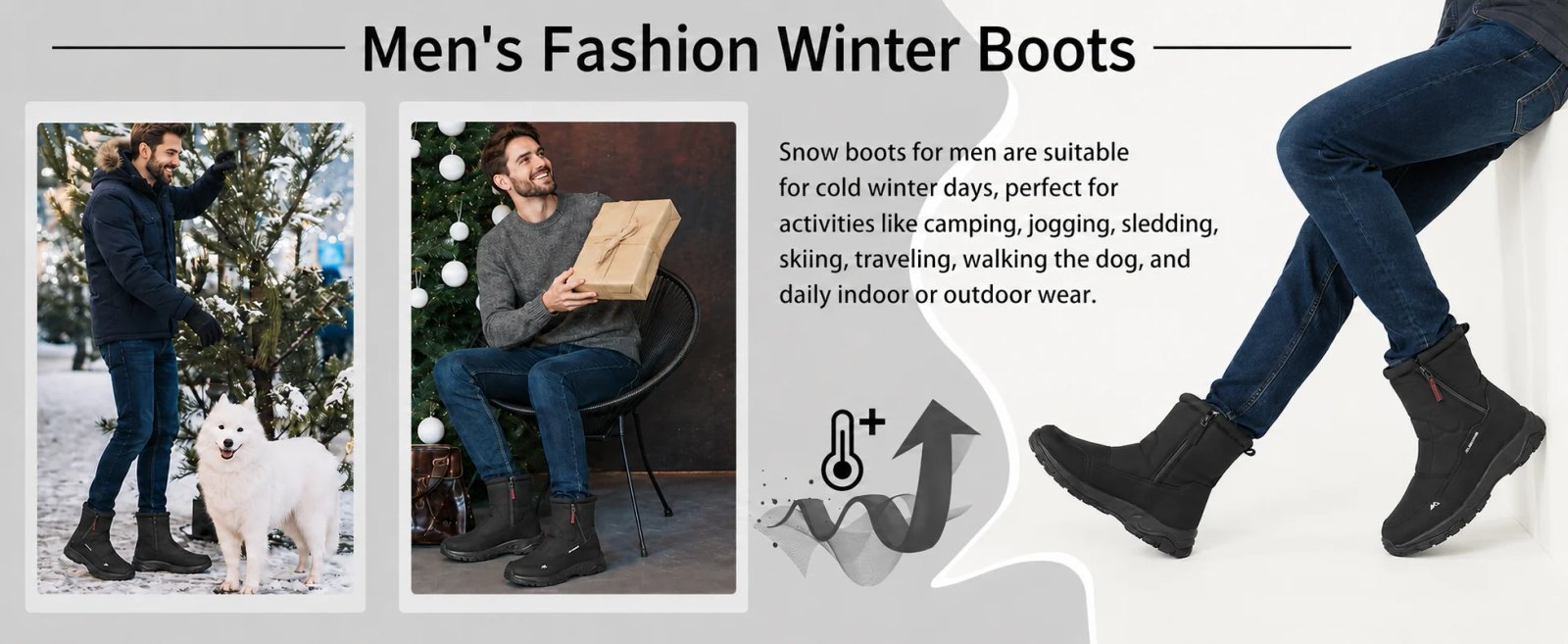 Men's Winter Waterproof Insulated Shell Warm Inner Comfortable Outdoor Snow Boots Men's Winter Waterproof Insulated Shell Warm Inner Comfortable Outdoor Snow Boots