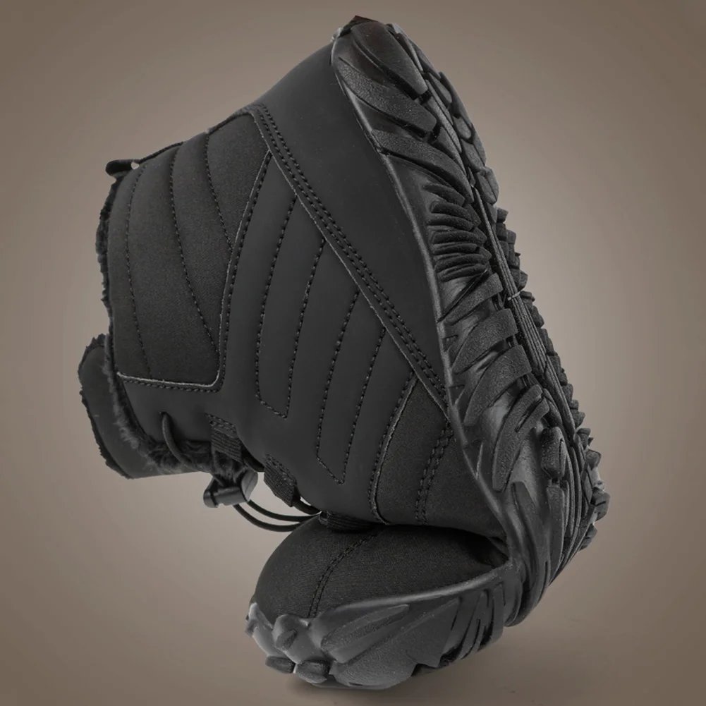 Winter Snow Boots Plush Fur Warm Barefoot Ankle Boots for Men Women Waterproof Rubber Camping Sneakers for Outdoor Walking