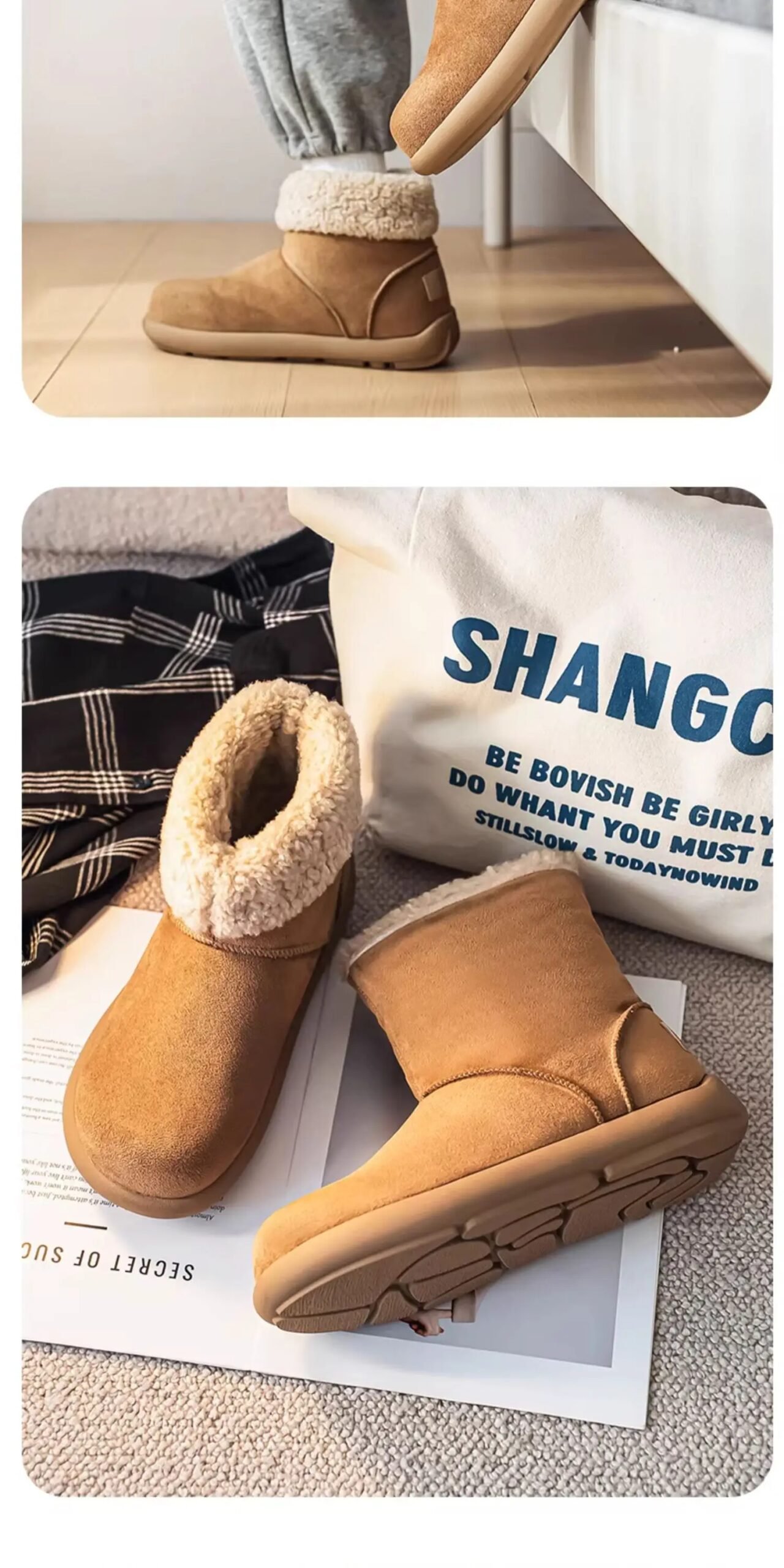 Men's Winter Snow Boots Fleece Lined Thick Warm Cotton Shoes for -40 Degrees Waterproof Non Slip Cold Resistant Bken Cotton B...