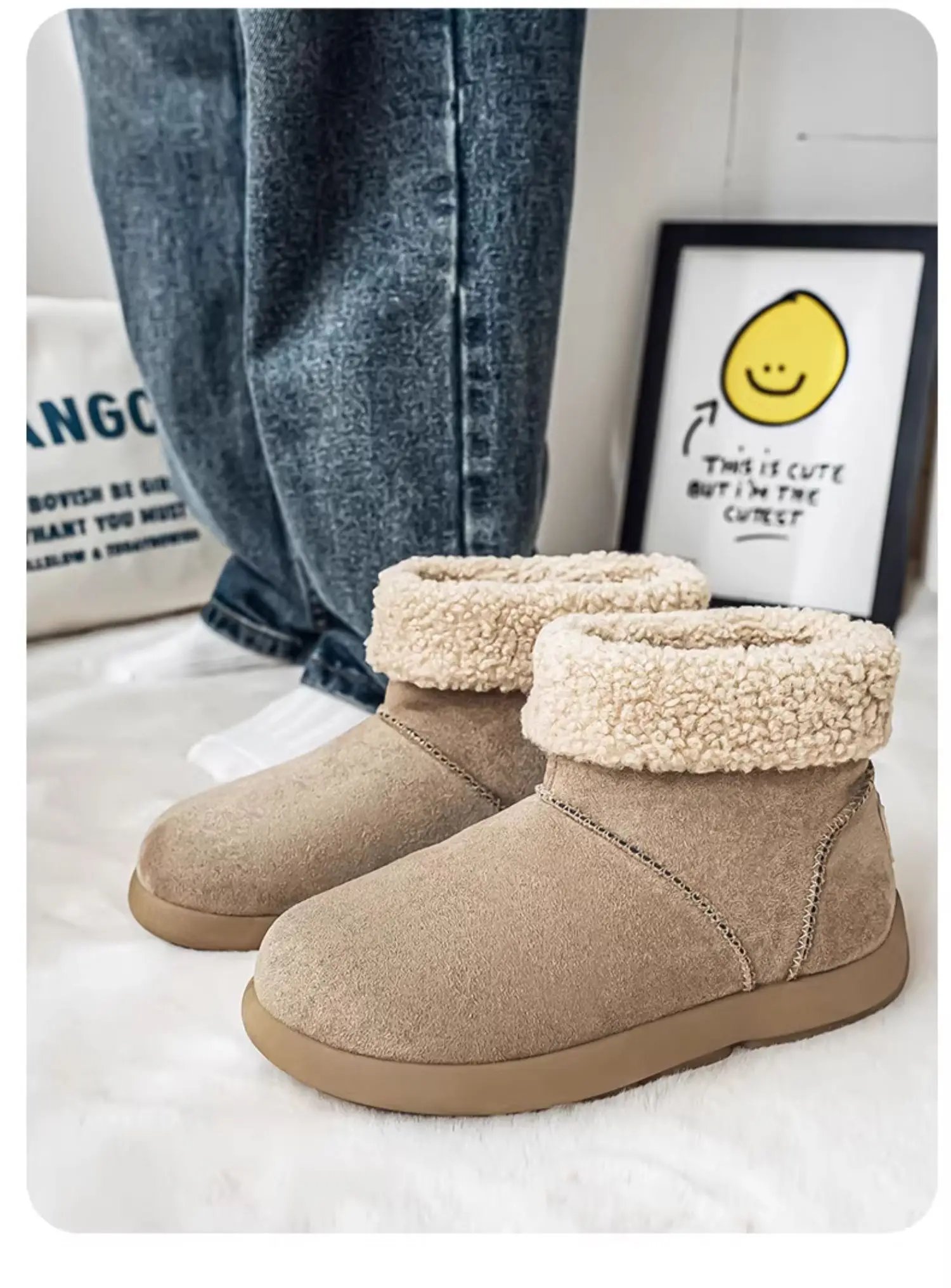 Men's Winter Snow Boots Fleece Lined Thick Warm Cotton Shoes for -40 Degrees Waterproof Non Slip Cold Resistant Bken Cotton B...