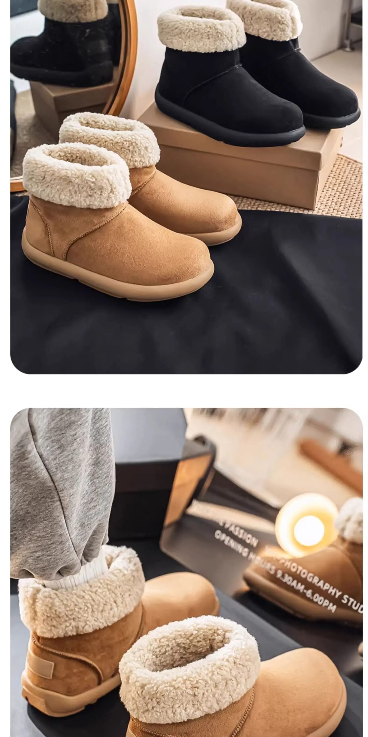 Men's Winter Snow Boots Fleece Lined Thick Warm Cotton Shoes for -40 Degrees Waterproof Non Slip Cold Resistant Bken Cotton B...