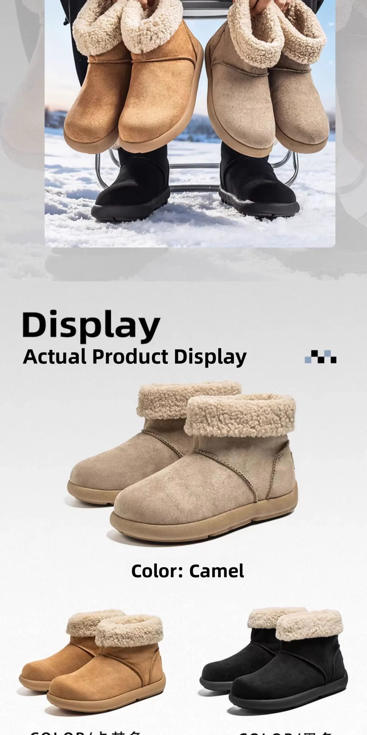 Men's Winter Snow Boots Fleece Lined Thick Warm Cotton Shoes for -40 Degrees Waterproof Non Slip Cold Resistant Bken Cotton B...