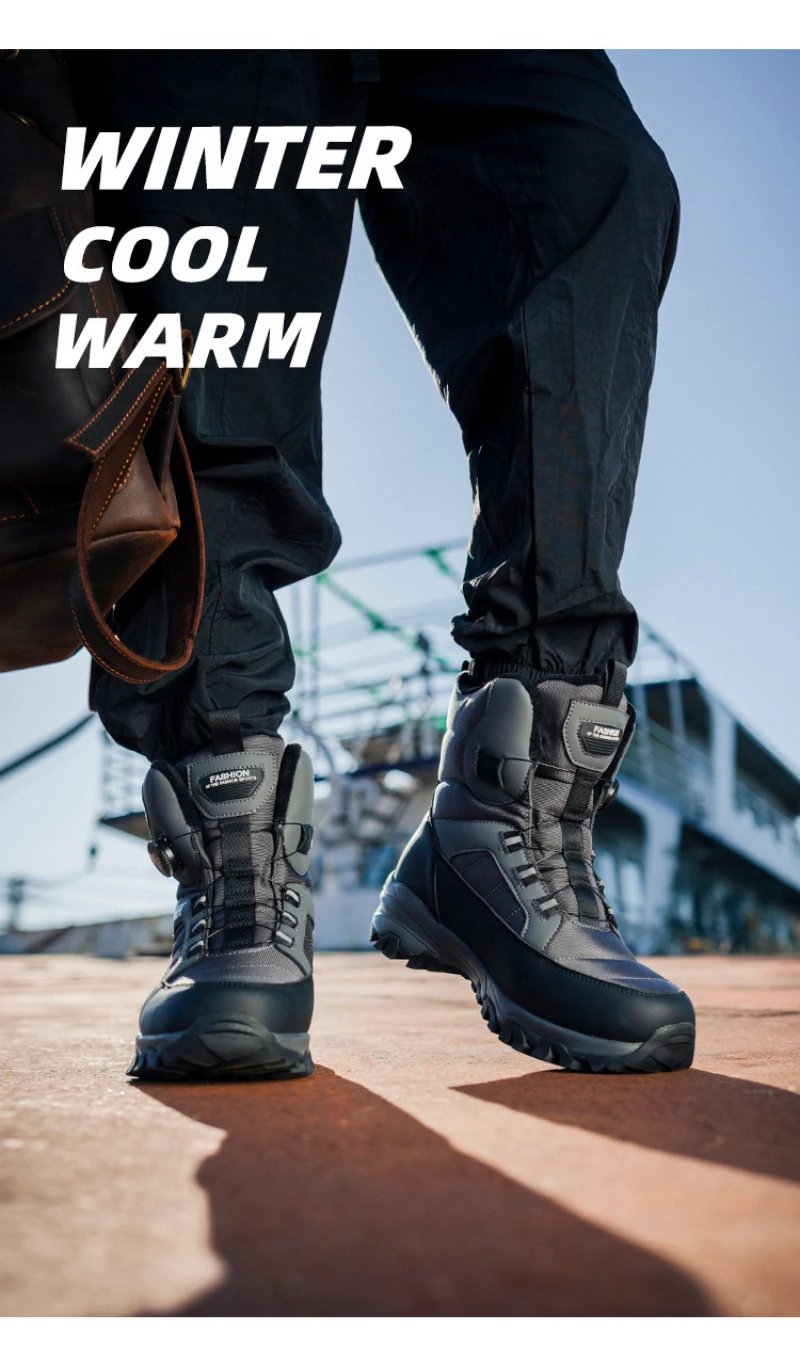 Men's Warm Snow Boots Plus Velvet Thickened Cotton Boots Outdoor Ski Men's Shoes Waterproof Non-Slip Cotton Shoes Men's Winter