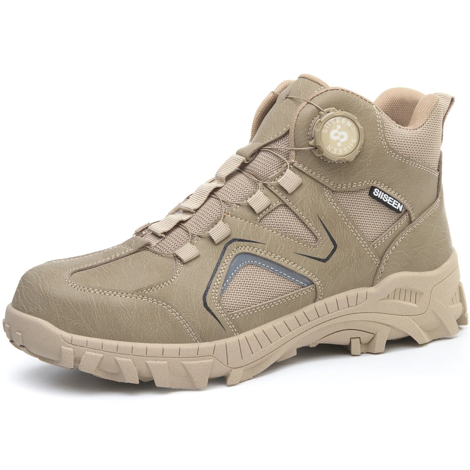 Men's Safety Shoes with Rotating Buckle, Steel Toe, Puncture-Resistant, and Non-Slip, Wear-Resistant Soles