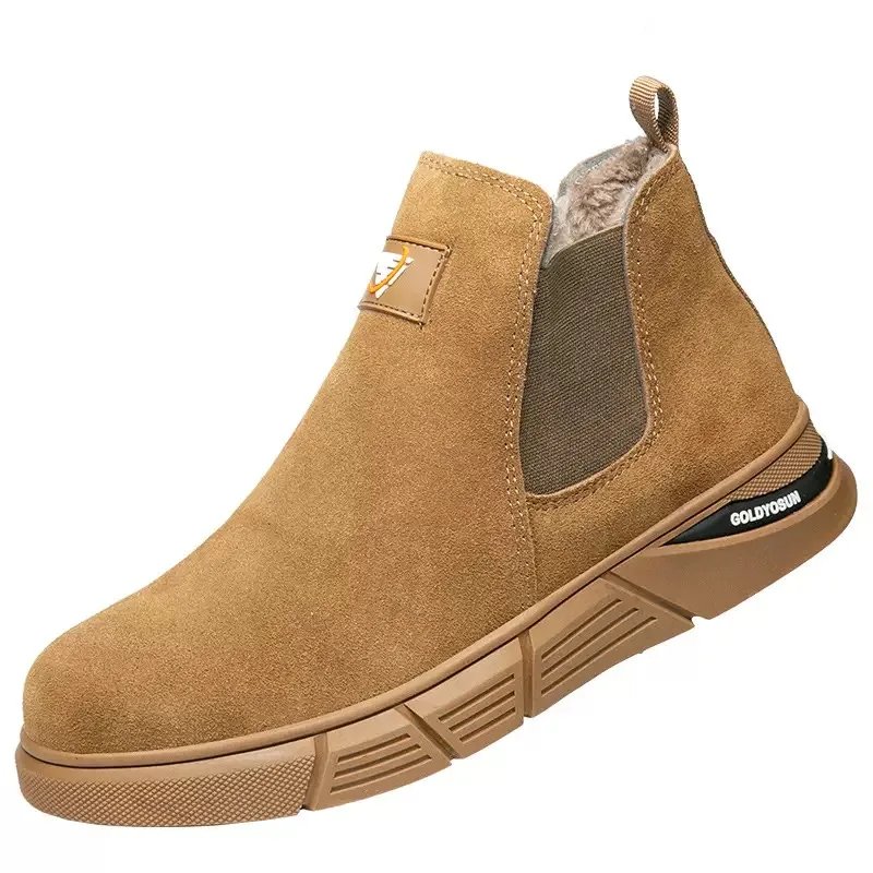 New Winter Fleece-Lined Men's Steel-Toe Safety Shoes: Impact-Resistant, Puncture-Resistant, and Heat-Resistant Welding Shoes