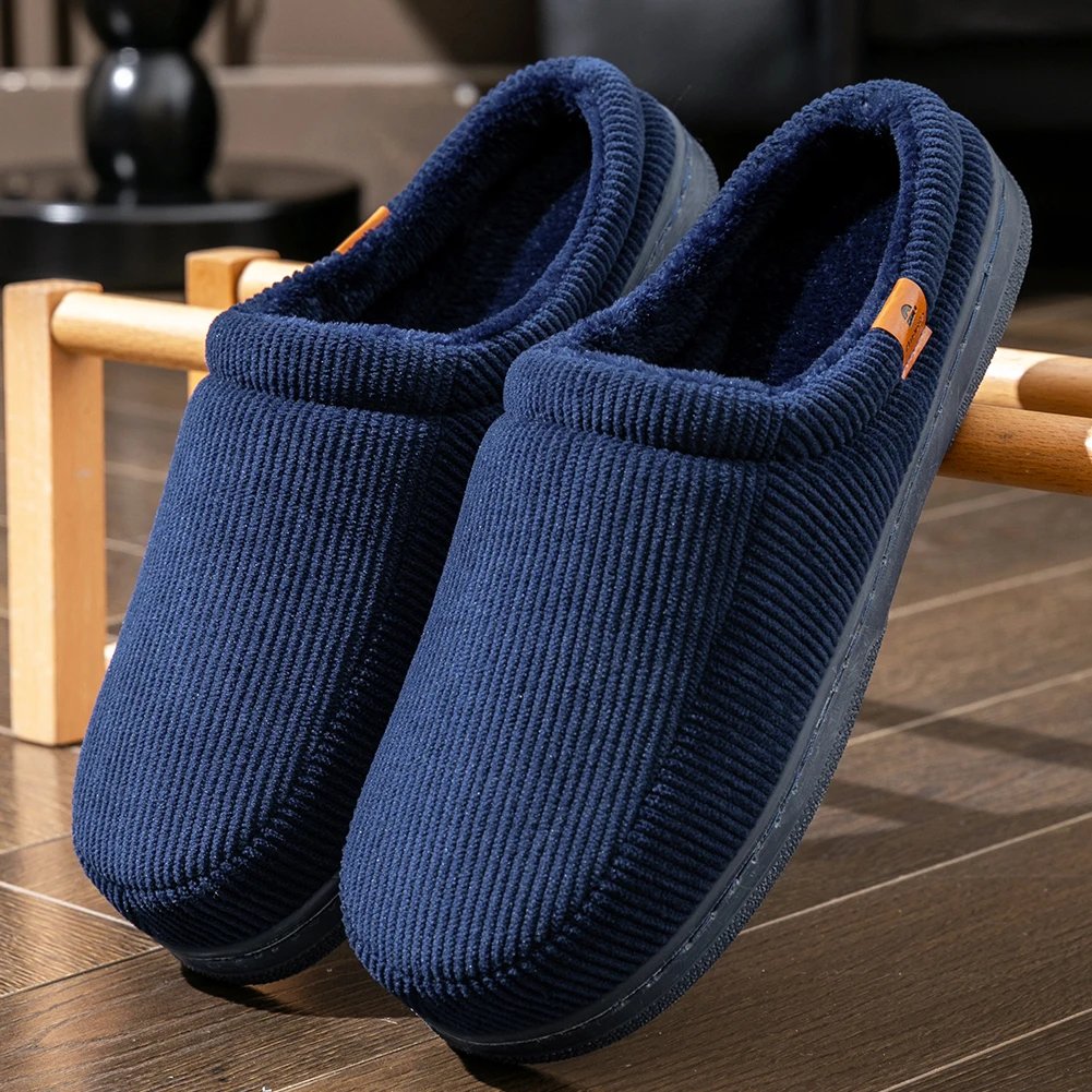 Warm Slippers for Men TPR Sole Memory Foam Soft Cushion Non Slip Stripe Design Comfortable Corduroy House Shoes Warm Slippers for Men TPR Sole Memory Foam Soft Cushion Non Slip Stripe Design Comfortable Corduroy House Shoes