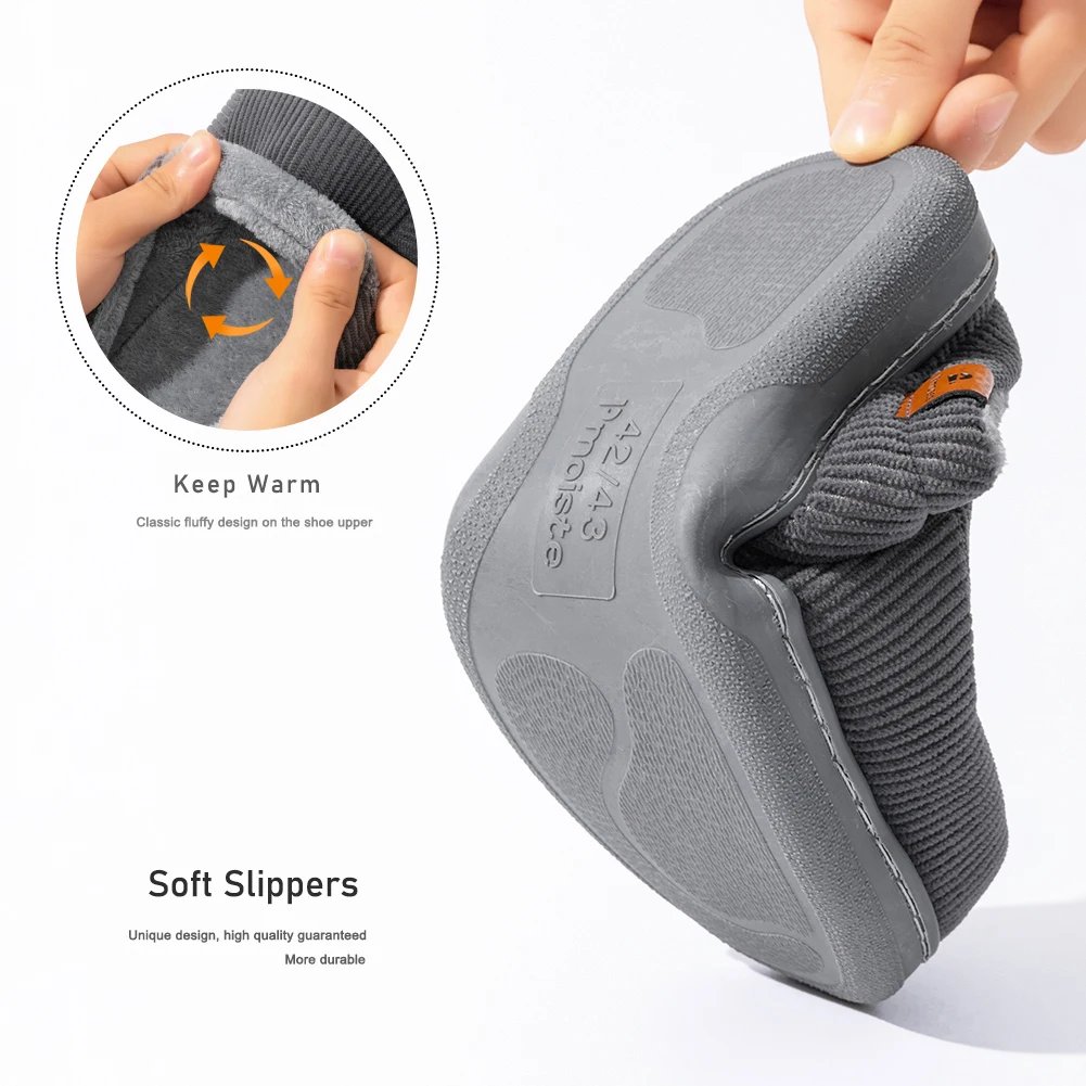 Warm Slippers for Men TPR Sole Memory Foam Soft Cushion Non Slip Stripe Design Comfortable Corduroy House Shoes Warm Slippers for Men TPR Sole Memory Foam Soft Cushion Non Slip Stripe Design Comfortable Corduroy House Shoes