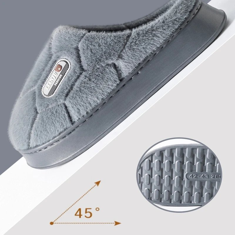 Big Size Winter Warm Plush Men Slippers Non Slip Soft Shoes Comfort Flat Heel Indoor Bedroom Couple's Slippers for Home Shoes Big Size Winter Warm Plush Men Slippers Non Slip Soft Shoes Comfort Flat Heel Indoor Bedroom Couple's Slippers for Home Shoes