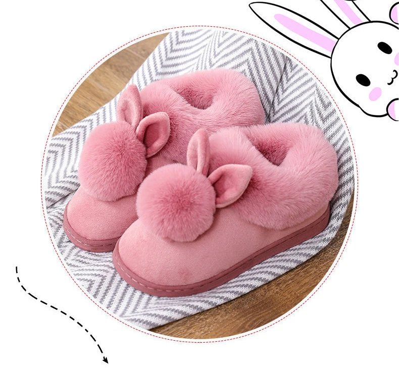 Winter Plush Slippers for Women & Men - Thick Sole Couple House Shoes, Cozy Faux Rabbit Fur Indoor Slides with Closed Back Winter Plush Slippers for Women & Men - Thick Sole Couple House Shoes, Cozy Faux Rabbit Fur Indoor Slides with Closed Back