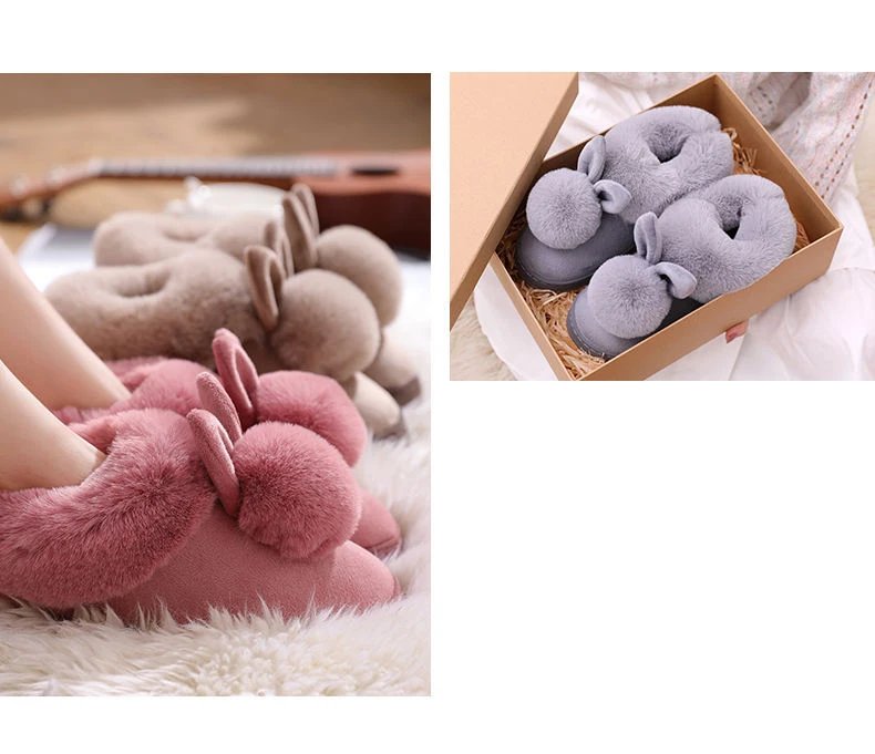 Winter Plush Slippers for Women & Men - Thick Sole Couple House Shoes, Cozy Faux Rabbit Fur Indoor Slides with Closed Back Winter Plush Slippers for Women & Men - Thick Sole Couple House Shoes, Cozy Faux Rabbit Fur Indoor Slides with Closed Back