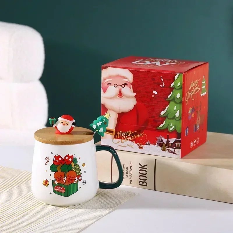Hot Selling Christmas Ceramic Mug Cup with Lid and Spoon Christmas Gift Set Coffee Cup in Gift Box Festive Theme Ceramic Hot Selling Christmas Ceramic Mug Cup with Lid and Spoon Christmas Gift Set Coffee Cup in Gift Box Festive Theme Ceramic