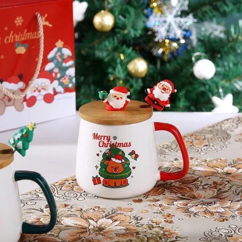 Hot Selling Christmas Ceramic Mug Cup with Lid and Spoon Christmas Gift Set Coffee Cup in Gift Box Festive Theme Ceramic Hot Selling Christmas Ceramic Mug Cup with Lid and Spoon Christmas Gift Set Coffee Cup in Gift Box Festive Theme Ceramic
