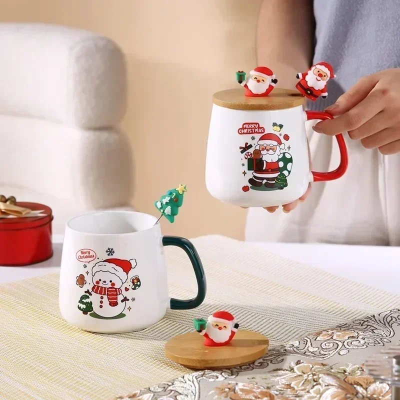Hot Selling Christmas Ceramic Mug Cup with Lid and Spoon Christmas Gift Set Coffee Cup in Gift Box Festive Theme Ceramic Hot Selling Christmas Ceramic Mug Cup with Lid and Spoon Christmas Gift Set Coffee Cup in Gift Box Festive Theme Ceramic