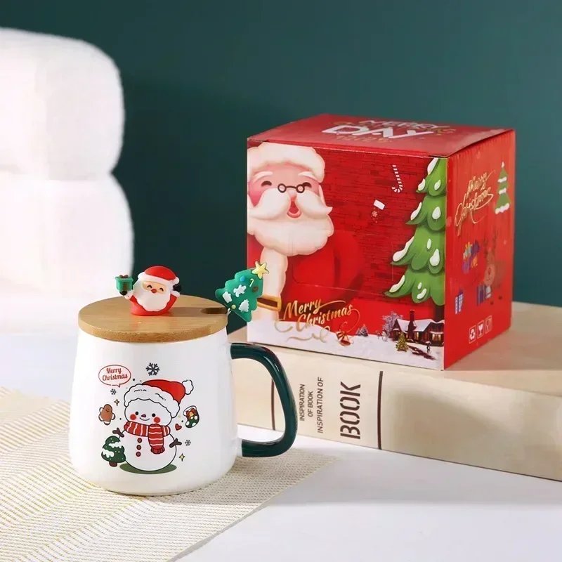Hot Selling Christmas Ceramic Mug Cup with Lid and Spoon Christmas Gift Set Coffee Cup in Gift Box Festive Theme Ceramic Hot Selling Christmas Ceramic Mug Cup with Lid and Spoon Christmas Gift Set Coffee Cup in Gift Box Festive Theme Ceramic