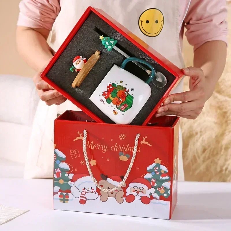 Hot Selling Christmas Ceramic Mug Cup with Lid and Spoon Christmas Gift Set Coffee Cup in Gift Box Festive Theme Ceramic Hot Selling Christmas Ceramic Mug Cup with Lid and Spoon Christmas Gift Set Coffee Cup in Gift Box Festive Theme Ceramic