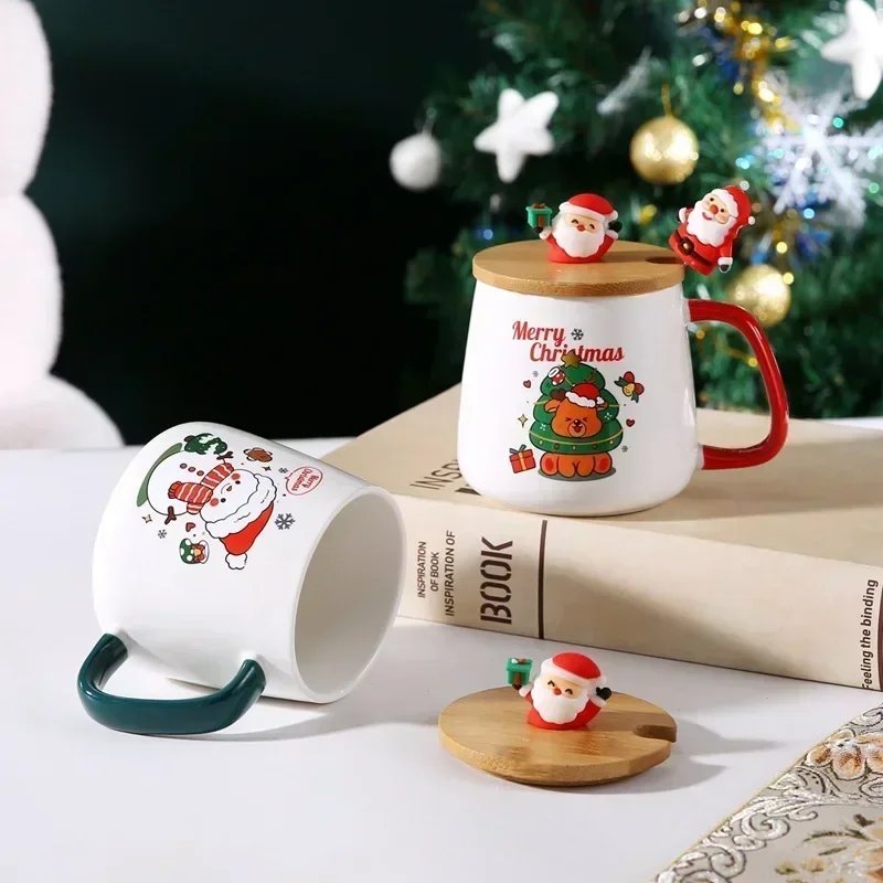 Hot Selling Christmas Ceramic Mug Cup with Lid and Spoon Christmas Gift Set Coffee Cup in Gift Box Festive Theme Ceramic Hot Selling Christmas Ceramic Mug Cup with Lid and Spoon Christmas Gift Set Coffee Cup in Gift Box Festive Theme Ceramic
