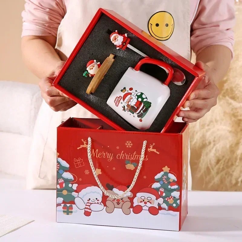Hot Selling Christmas Ceramic Mug Cup with Lid and Spoon Christmas Gift Set Coffee Cup in Gift Box Festive Theme Ceramic Hot Selling Christmas Ceramic Mug Cup with Lid and Spoon Christmas Gift Set Coffee Cup in Gift Box Festive Theme Ceramic