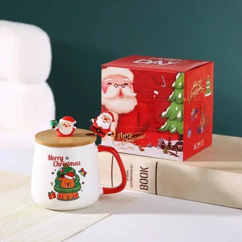 Hot Selling Christmas Ceramic Mug Cup with Lid and Spoon Christmas Gift Set Coffee Cup in Gift Box Festive Theme Ceramic Hot Selling Christmas Ceramic Mug Cup with Lid and Spoon Christmas Gift Set Coffee Cup in Gift Box Festive Theme Ceramic
