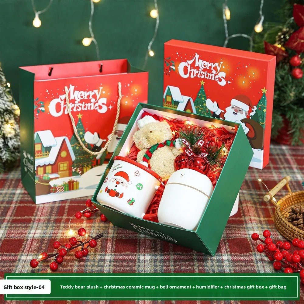 Christmas Eve Gift Kit, Ceramic Cup,Decorative Bouquet, Warm Xmas Socks, Gift Box and Gift Bag, Party & Carnival Holiday Present