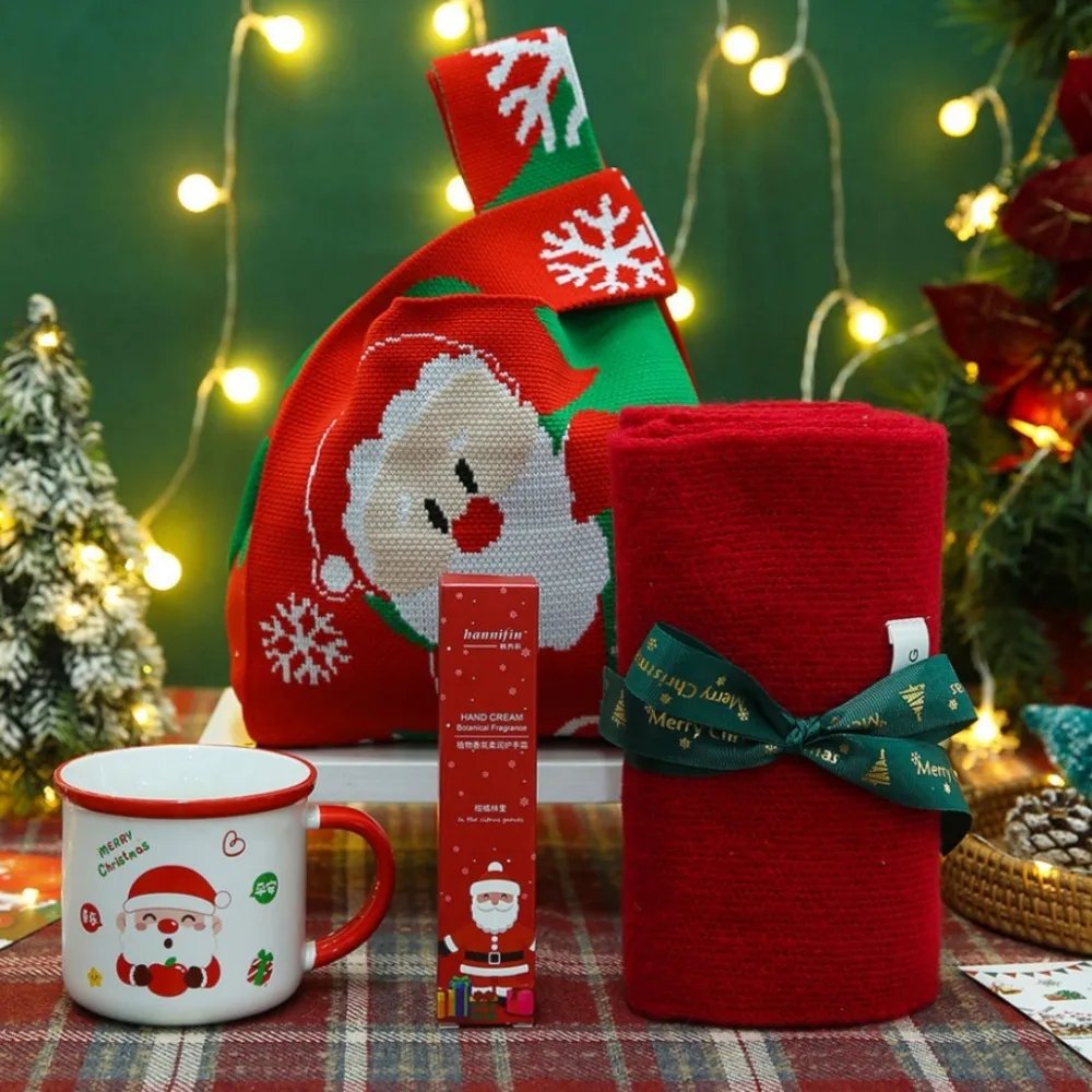 Christmas Eve Gift Kit, Ceramic Cup,Decorative Bouquet, Warm Xmas Socks, Gift Box and Gift Bag, Party & Carnival Holiday Present