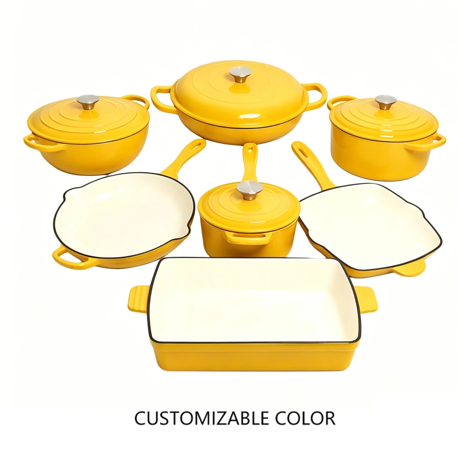 Induction Cast Iron Cookware Set Kitchen Restaurant Cooking Pot Oven Safe Cast Iron Casserole Serving Dish Enamel Set