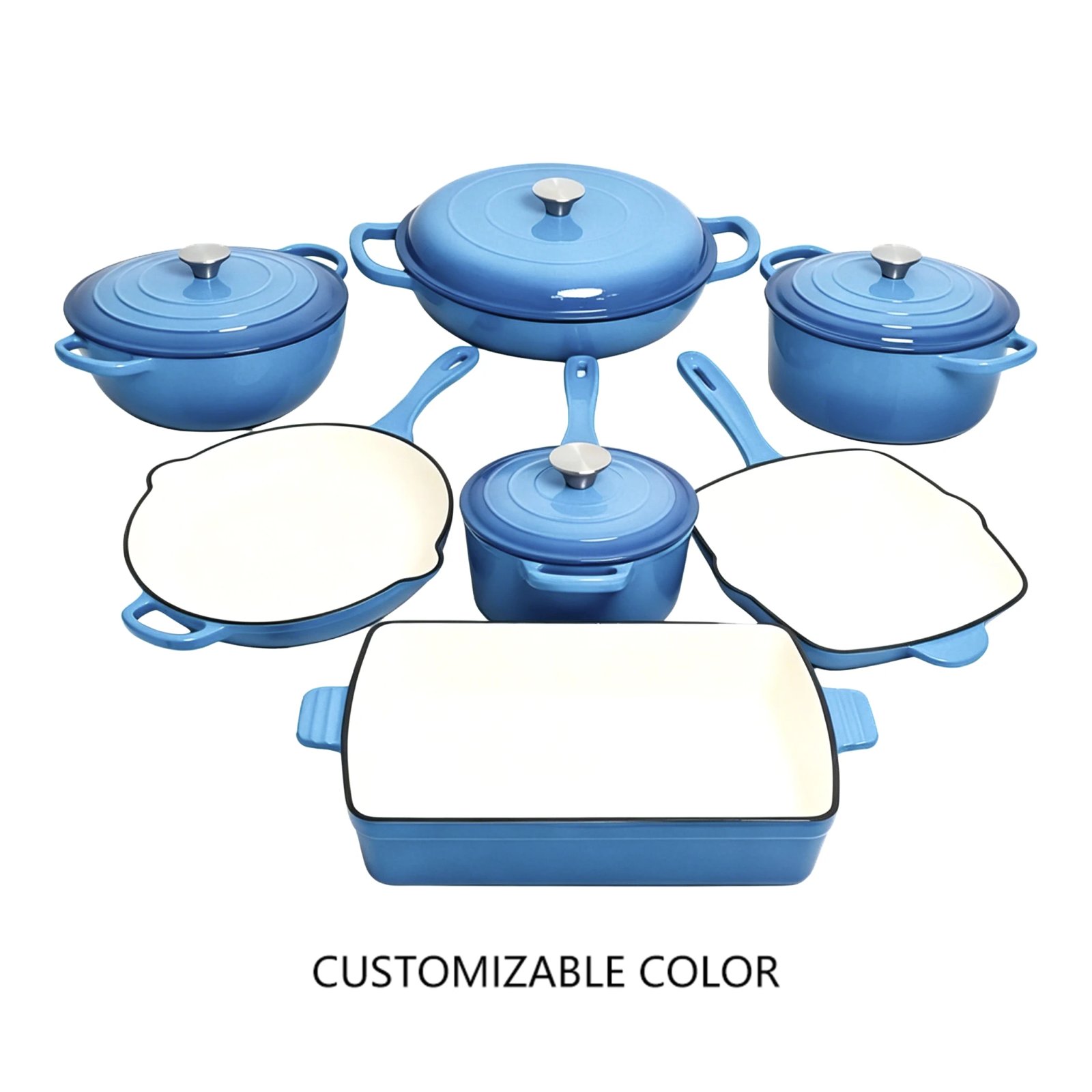 Induction Cast Iron Cookware Set Kitchen Restaurant Cooking Pot Oven Safe Cast Iron Casserole Serving Dish Enamel Set