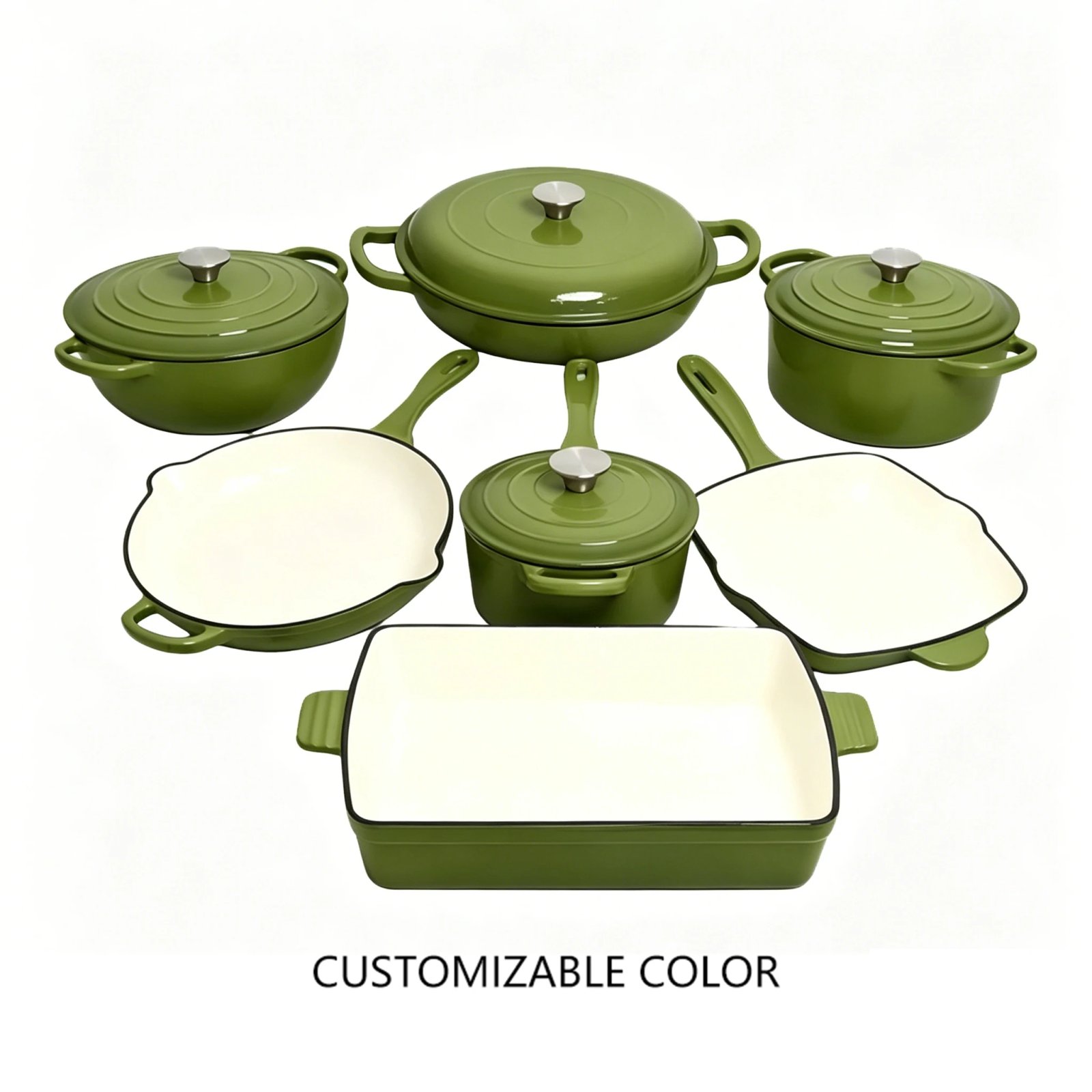 Induction Cast Iron Cookware Set Kitchen Restaurant Cooking Pot Oven Safe Cast Iron Casserole Serving Dish Enamel Set