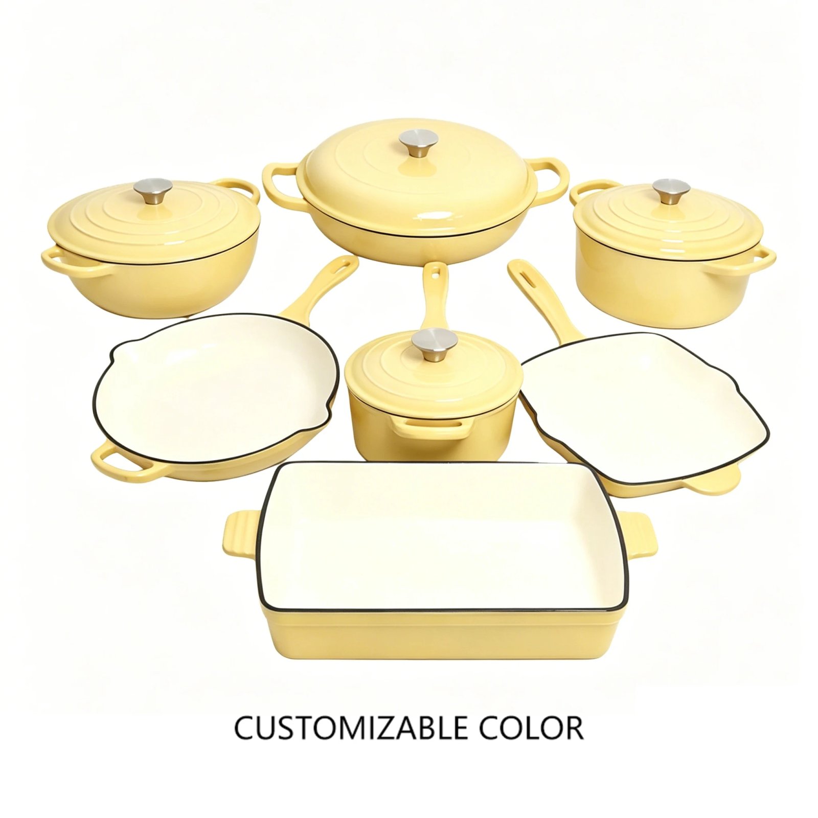 Induction Cast Iron Cookware Set Kitchen Restaurant Cooking Pot Oven Safe Cast Iron Casserole Serving Dish Enamel Set