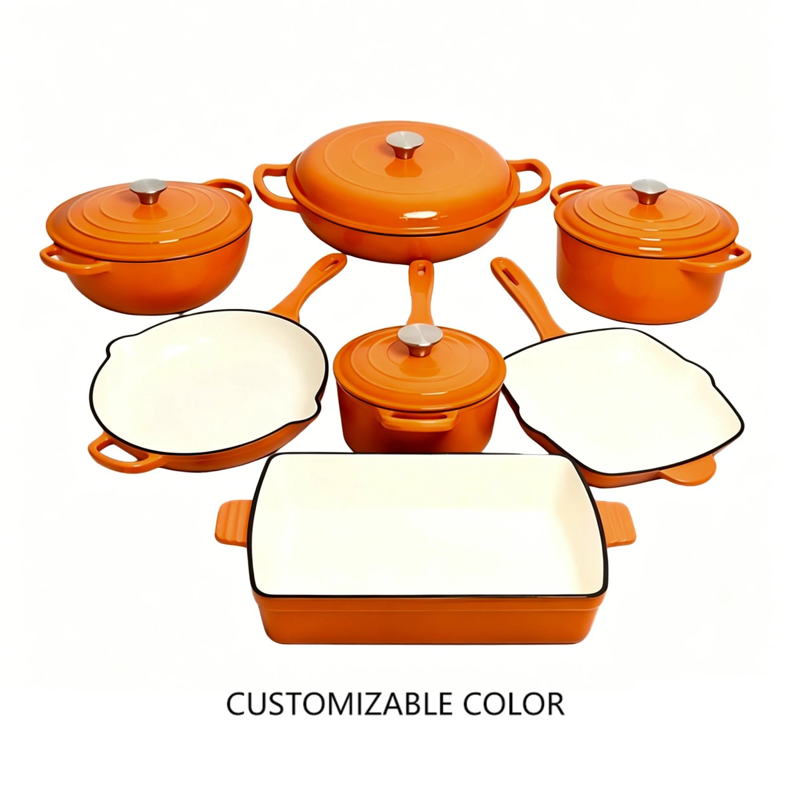 Induction Cast Iron Cookware Set Kitchen Restaurant Cooking Pot Oven Safe Cast Iron Casserole Serving Dish Enamel Set