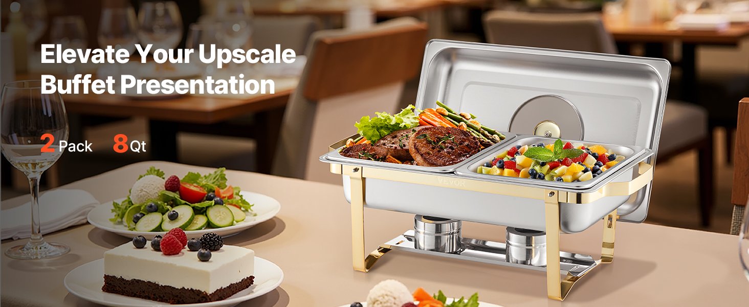 SucceBuy 2/4 Pack Chafing Dish Buffet Set Stainless Steel Chafer with Half Size Pans Rectangle Catering Warmer for Party Banquet