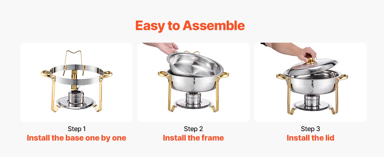 SucceBuy 4 Pack Chafing Dish Buffet Set Stainless Steel Chafer W/4 Full Size Pan Round Catering Warmer Server for Party Banquets