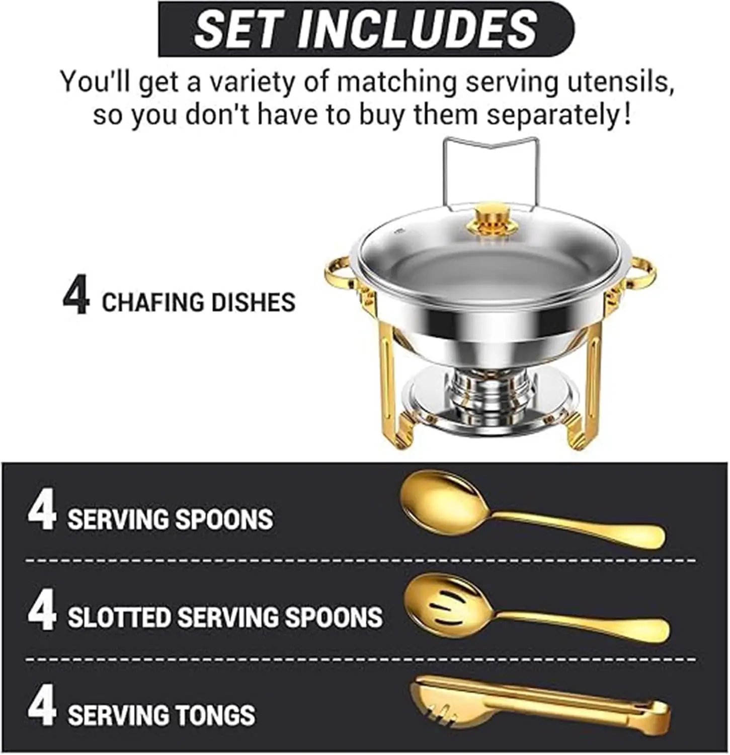 Garvee 2/4pcs Wedding Party Luxury Serving Chaffing Dishes Buffet Food Warmer with Glass Lidb Stainless Steel Hanging Chafing Dish Factory for Wedding Party Banquet Garvee 2/4pcs Wedding Party Luxury Serving Chaffing Dishes Buffet Food Warmer with Glass Lidb Stainless Steel Hanging Chafing Dish Factory for Wedding Party Banquet