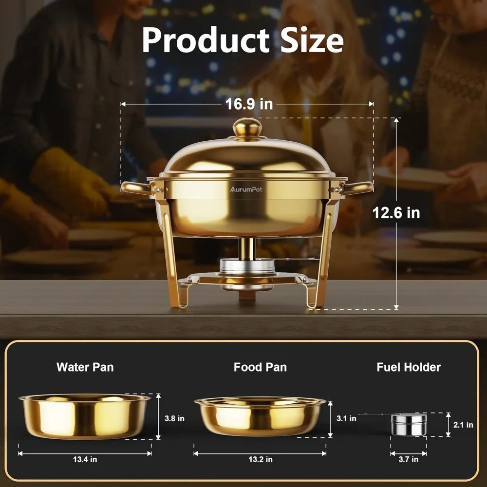 US Shipping 6QT Round Chafing Dish Set 4 Pack Stainless Steel Food Warmers Buffet Server for Parties Christmas Gathering US Shipping 6QT Round Chafing Dish Set 4 Pack Stainless Steel Food Warmers Buffet Server for Parties Christmas Gathering